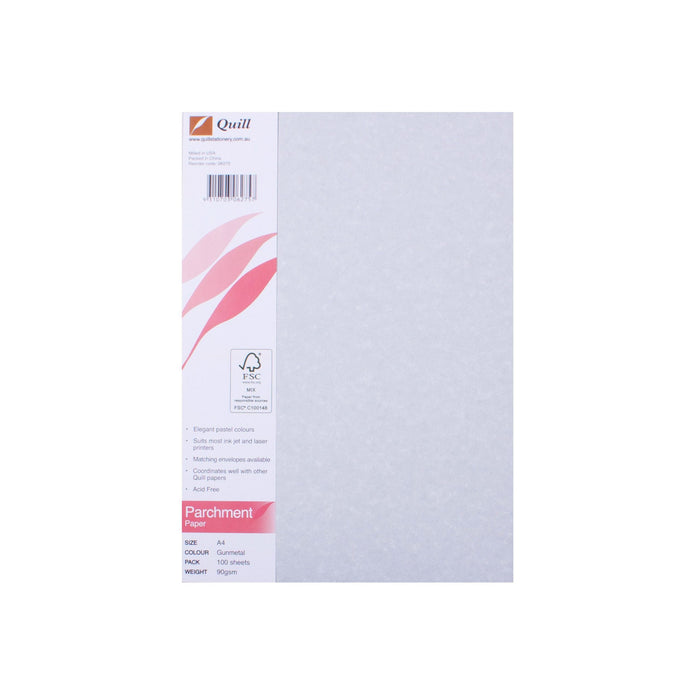 Quill Parchment Paper 90gsm A4 Pack 100 Gunmetal