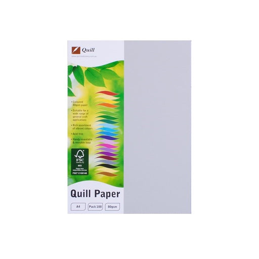 Quill Coloured Paper 80gsm A4 Pack 100 Grey