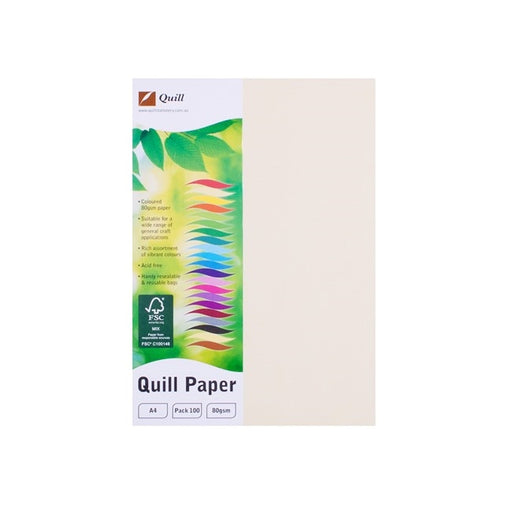Quill Coloured Paper 80gsm A4 Pack 100 Cream