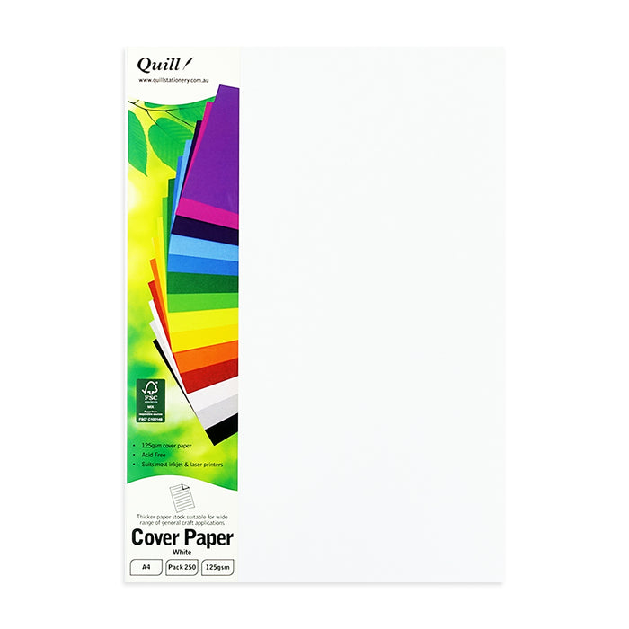 Quill Cover Paper 125gsm A4 Pack 250 White