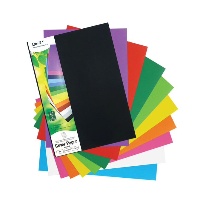 Quill Cover Paper 125gsm A4 Pack 250 Assorted