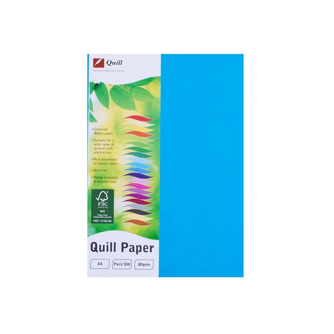 Quill Coloured Paper 80gsm A4 Pack 500 Marine Blue