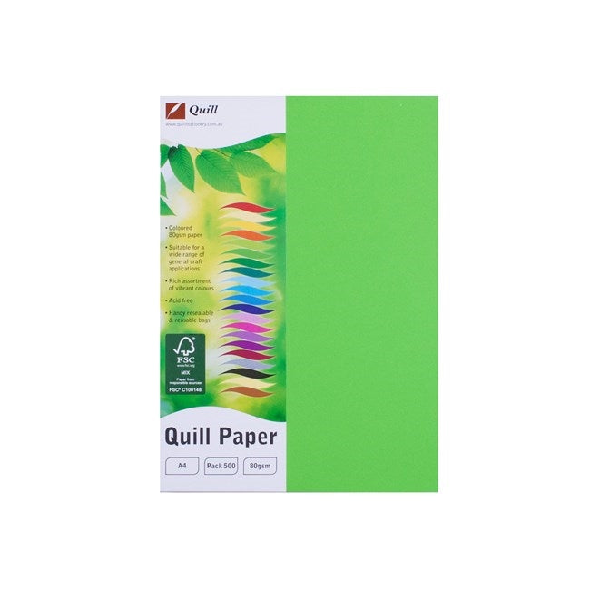 Quill Coloured Paper 80gsm A4 Pack 500 Lime
