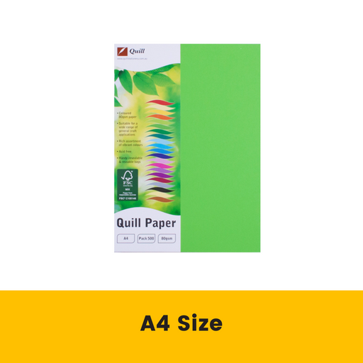 Quill Coloured Paper 80gsm A4 Pack 500 Lime