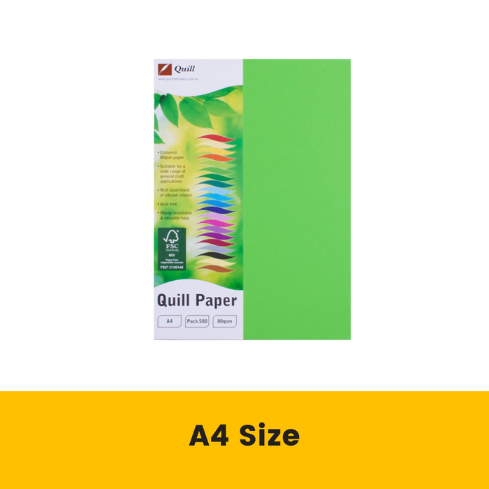 Quill Coloured Paper 80gsm A4 Pack 500 Lime