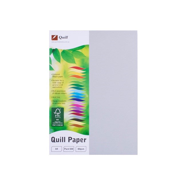 Quill Coloured Paper 80gsm A4 Pack 500 Grey