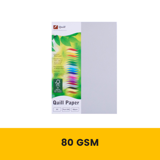 Quill Coloured Paper 80gsm A4 Pack 500 Grey