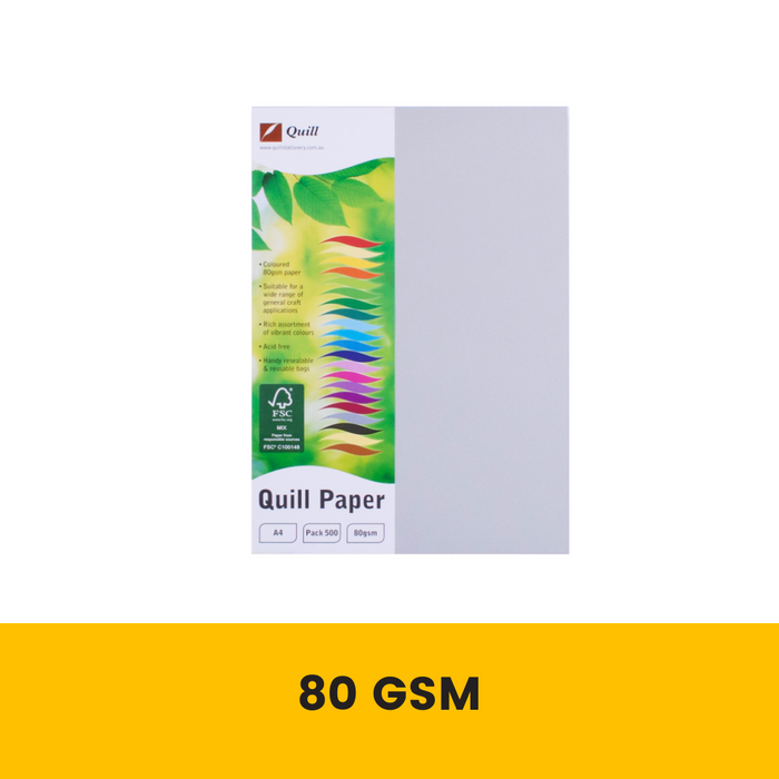 Quill Coloured Paper 80gsm A4 Pack 500 Grey