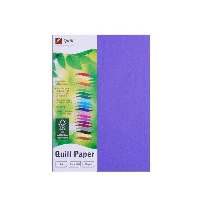 Quill Coloured Paper 80gsm A4 Pack 500 Lilac