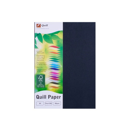 Quill Coloured Paper 80gsm A4 Pack 500 Black