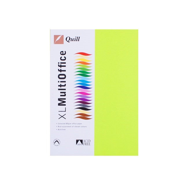 Quill Coloured Paper 80gsm A4 Pack 500 Fluoro Green