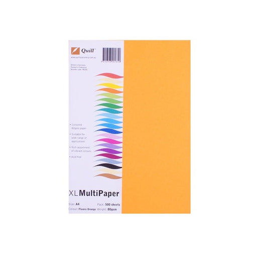 Quill Coloured Paper 80gsm A4 Pack 500 Fluoro Orange