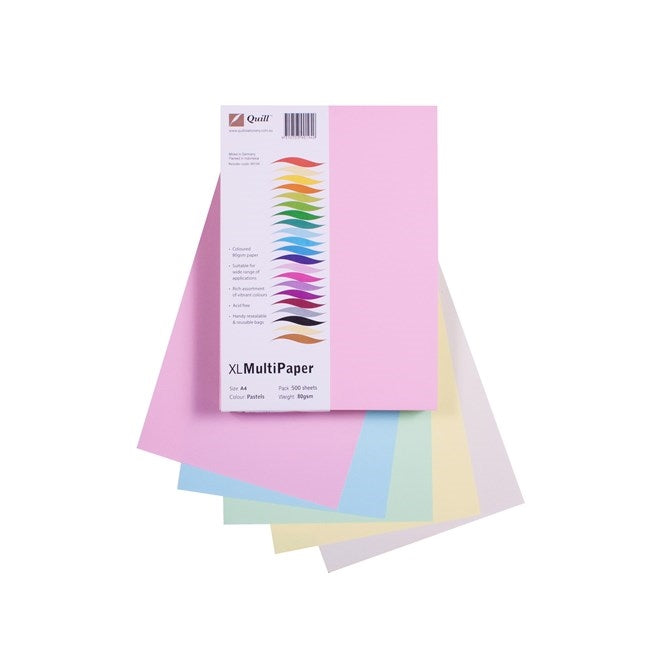 Quill Coloured Paper 80gsm A4 Pack 500 – Assorted