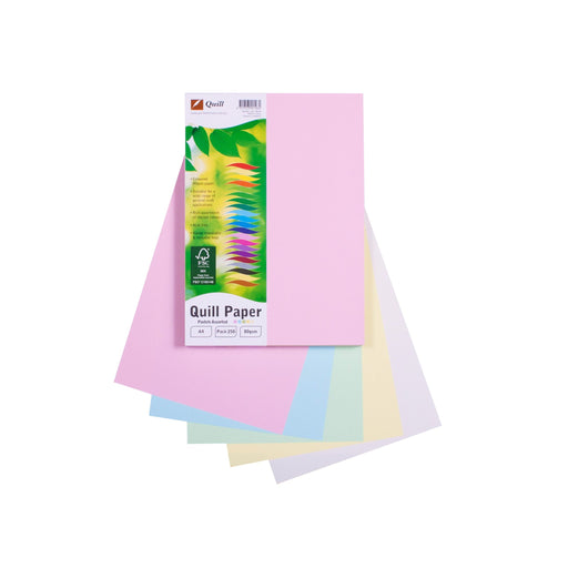 Quill Coloured Paper 80gsm A4 Pack 250 Pastel Assorted