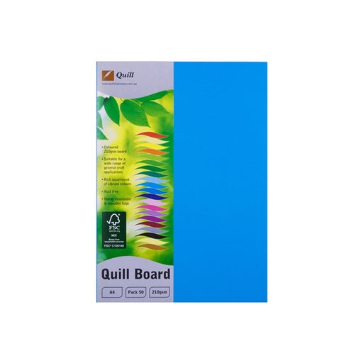 Quill Coloured Board 210gsm A4 Pack 50 Marine Blue