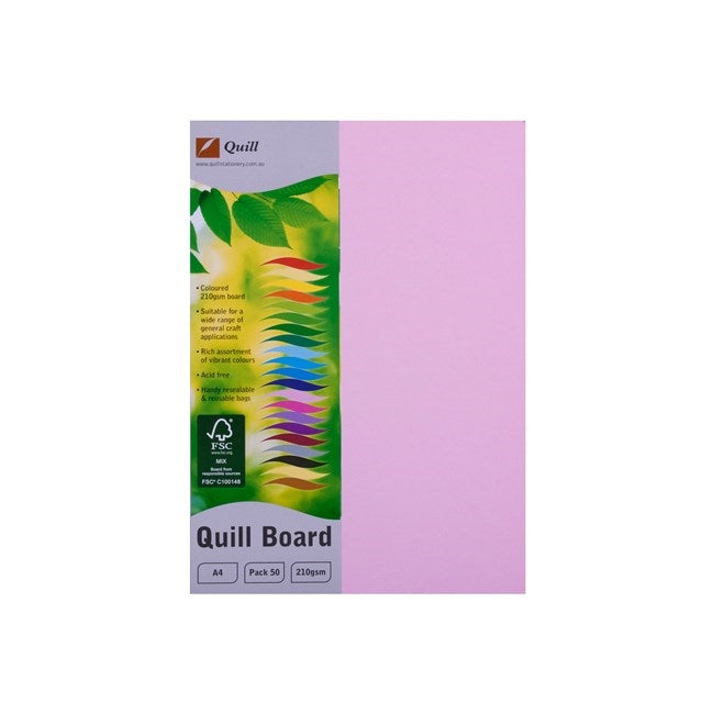 Quill Coloured Board 210gsm A4 Pack 50 Musk