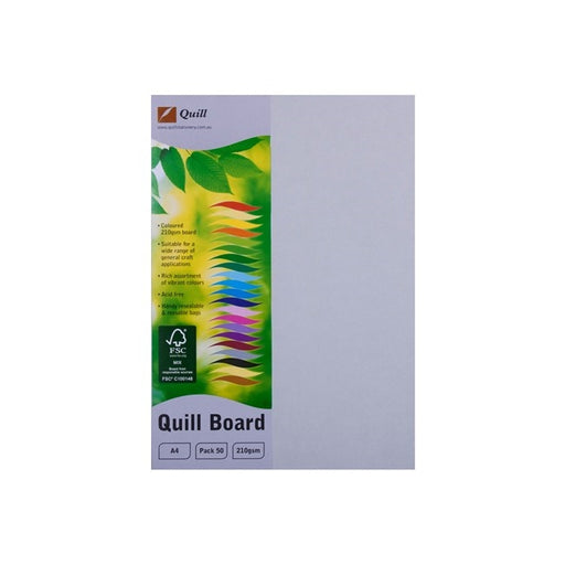 Quill Coloured Board 210gsm A4 Pack 50 Grey