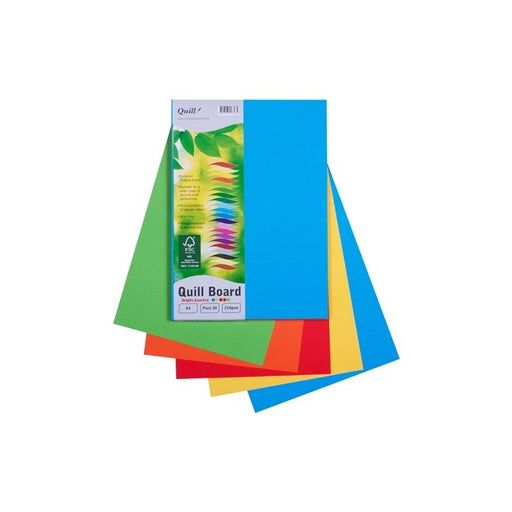 Quill Coloured Board 210gsm A4 Pack 50 Bright Assorted