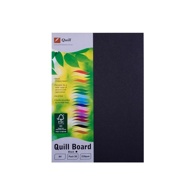 Quill Surface Board 210gsm A4 Pack 50 Black