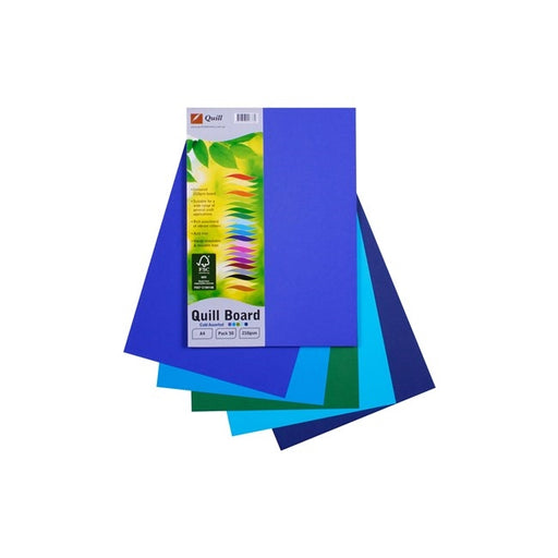 Quill Coloured Board 210gsm A4 Pack 50 Cold Assorted