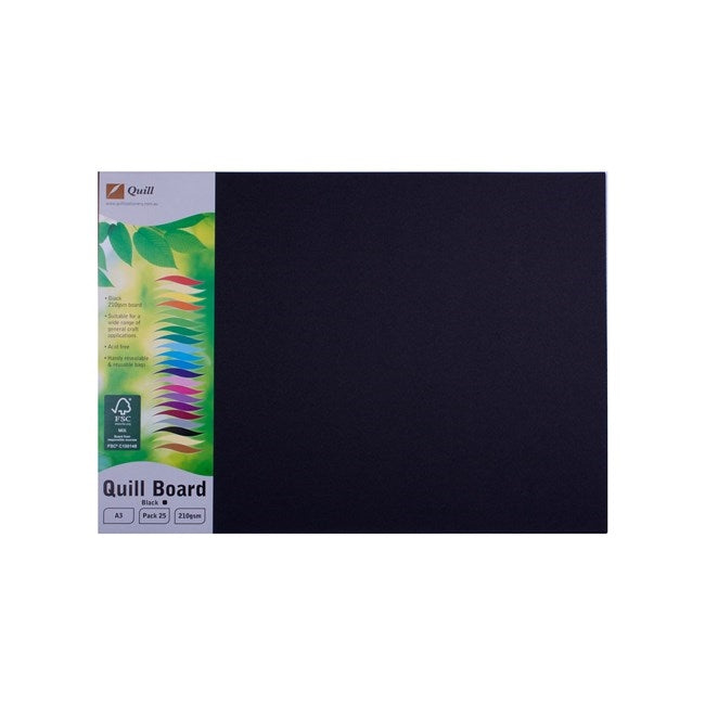 Quill Surface Board 210gsm A3 Pack 25 Black