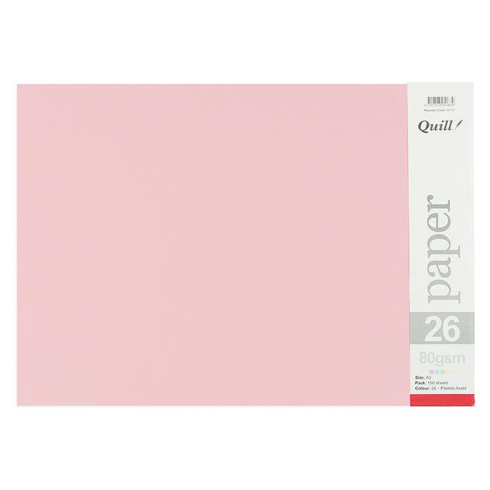 Quill Coloured Paper 80gsm A3 Pack 150 Pastel Assorted