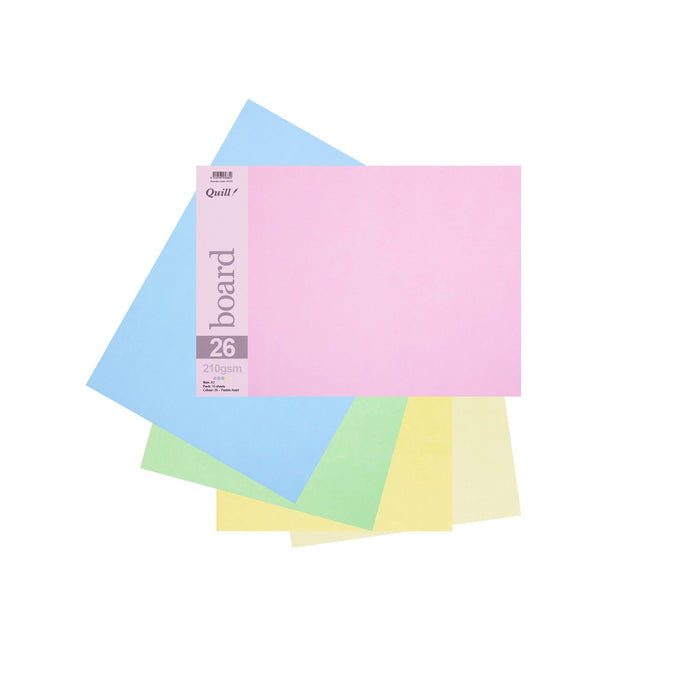 Quill Coloured Board 210gsm A3 Pack 15 Pastel Assorted