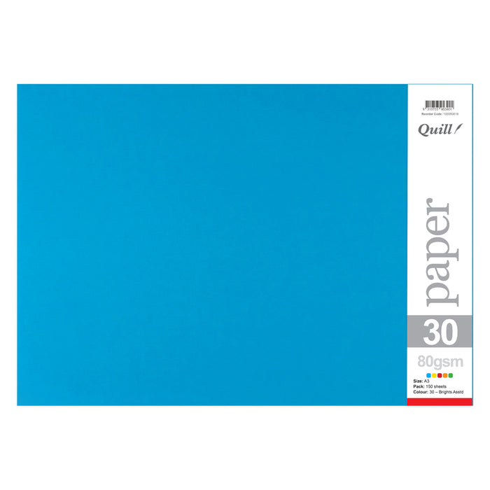 Quill Coloured Paper 80gsm A3 Pack 150 Bright Assorted