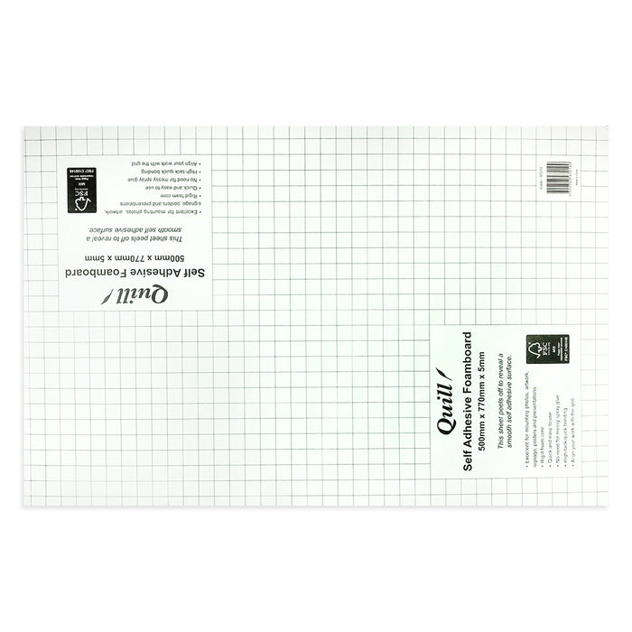 Quill Self Adhesive Foam Board 5mm 500mm x 770mm White