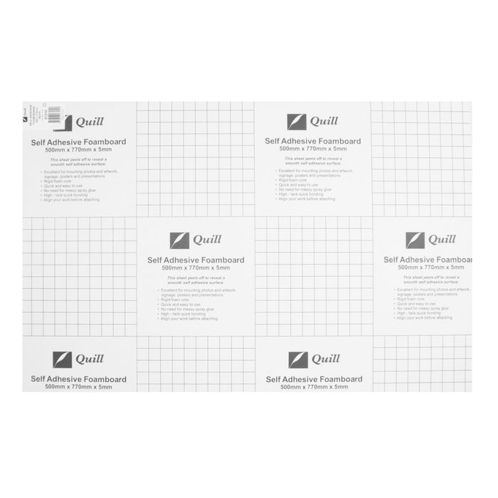Quill Self Adhesive Foam Board 5mm 500mm x 770mm White