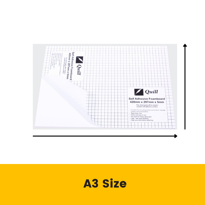 Quill Self Adhesive Foam Board 5mm A3 White