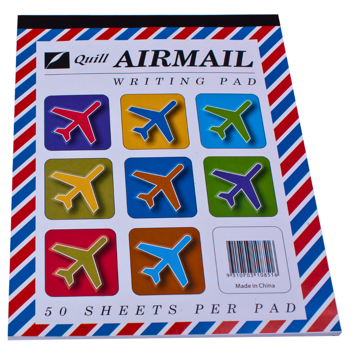Quill Airmail Pad Ruled 60gsm 7.5in x 6in (185 x 150mm) 50 Leaf White