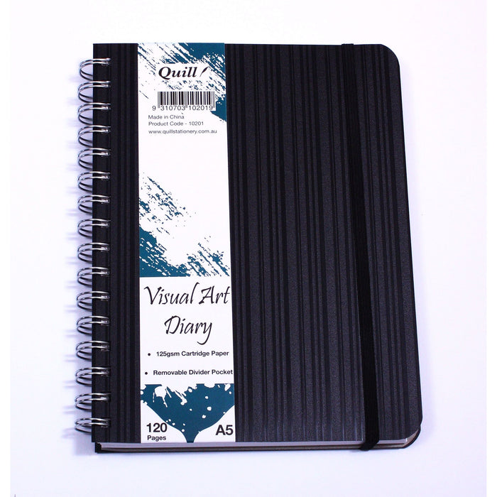 Quill Premium PP Visual Art Diary 125gsm A5 120 Pages Black