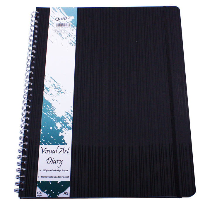 Quill Premium PP Visual Art Diary 125gsm A3 120 Pages Black