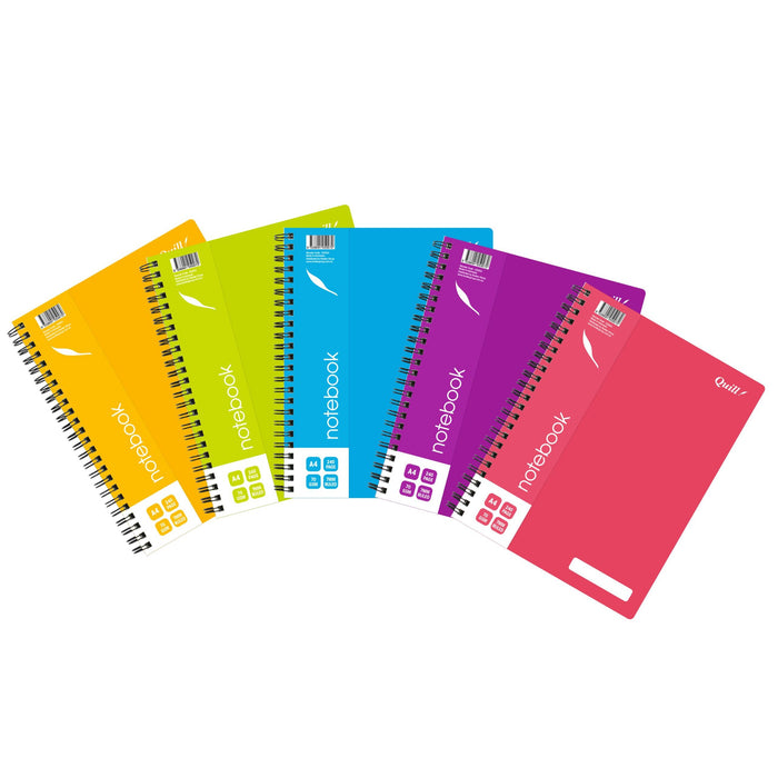 Quill Shades Notebook 70gsm PP A4 240 Pages Assorted