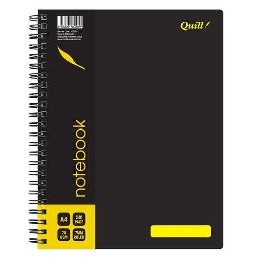 Quill Q Series Notebook 70gsm PP A4 240 Pages Black