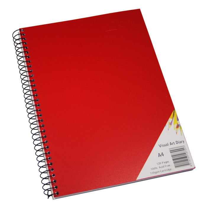 Quill Visual Art Diary PP 110gsm A4 120 Pages Red