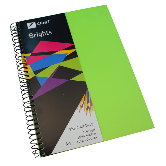Quill Visual Art Diary PP 110gsm A4 120 Pages Lime