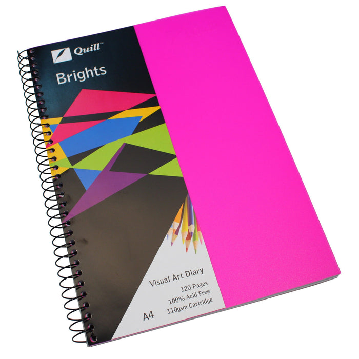 Quill Visual Art Diary PP 110gsm A4 120 Pages Cerise Pink