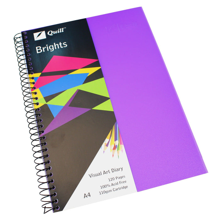 Quill Visual Art Diary PP 110gsm A4 120 Pages Dark Purple