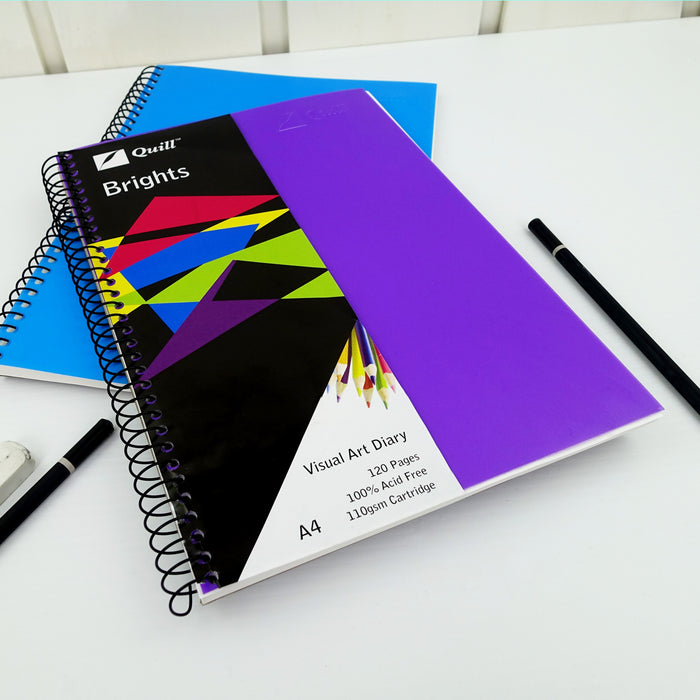 Quill Visual Art Diary PP 110gsm A4 120 Pages Dark Purple