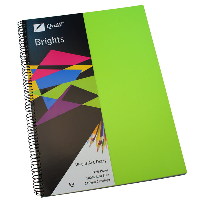 Quill Visual Art Diary PP 110gsm A3 120 Pages Lime