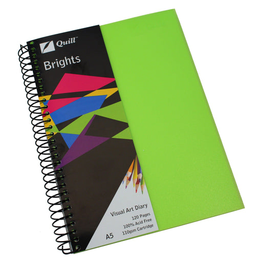 Quill Visual Art Diary PP 110gsm A5 120 Pages Lime