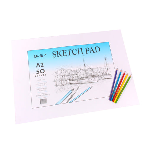 Quill Sketch Pad 110gsm A2 50 Leaf White