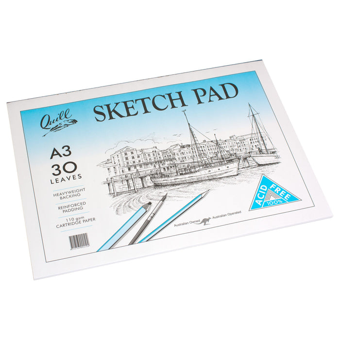 Quill Sketch Pad 110gsm A3 30 Leaf White