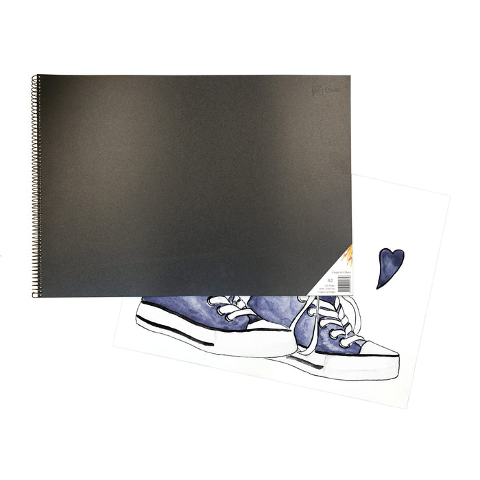 Quill Visual Art Diary PP Short Bound 110gsm A2 120 Pages Black