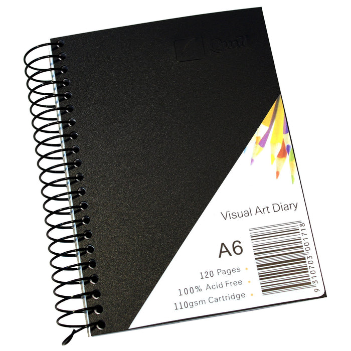 Quill Visual Art Diary PP 110gsm A6 120 Pages Black