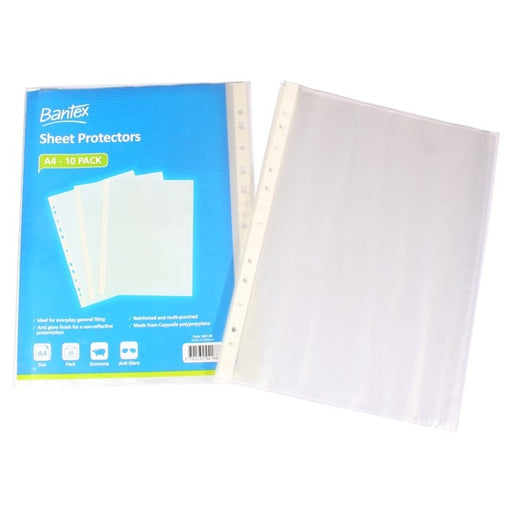 Bantex Economy Sheet Protectors PP A4 35 Micron Pack 10 Clear
