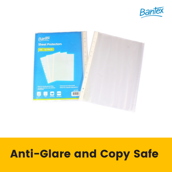 Bantex Economy Sheet Protectors PP A4 35 Micron Pack 10 Clear