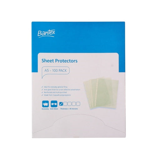 Bantex Economy Sheet Protectors PP A5 35 Micron Pack 100 Embossed